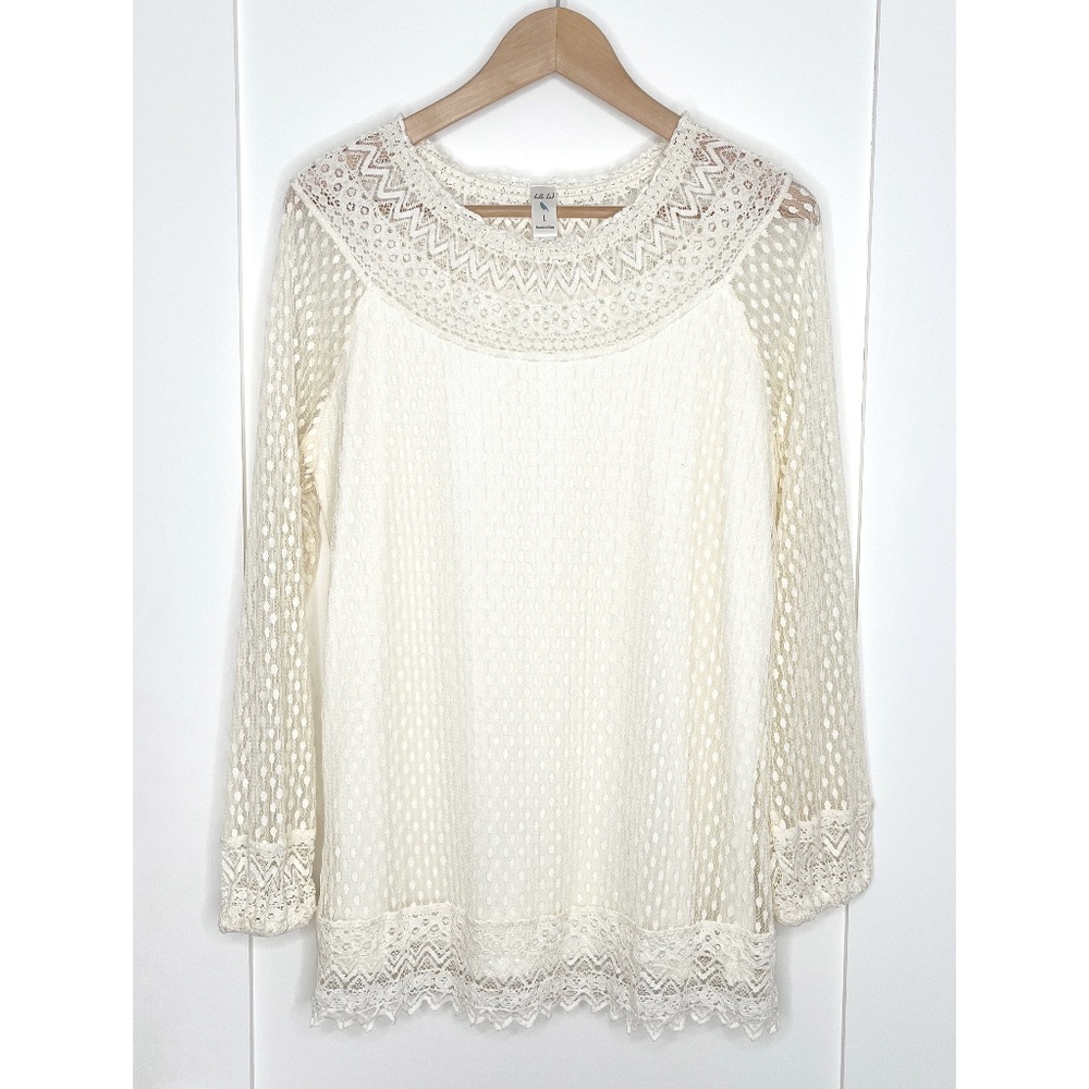 Lace Tunic Top in Cream by Belle Bird
